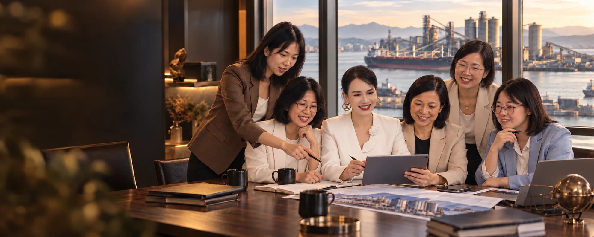 Office meeting illustration adapted from photographs provided by Phuc Loi