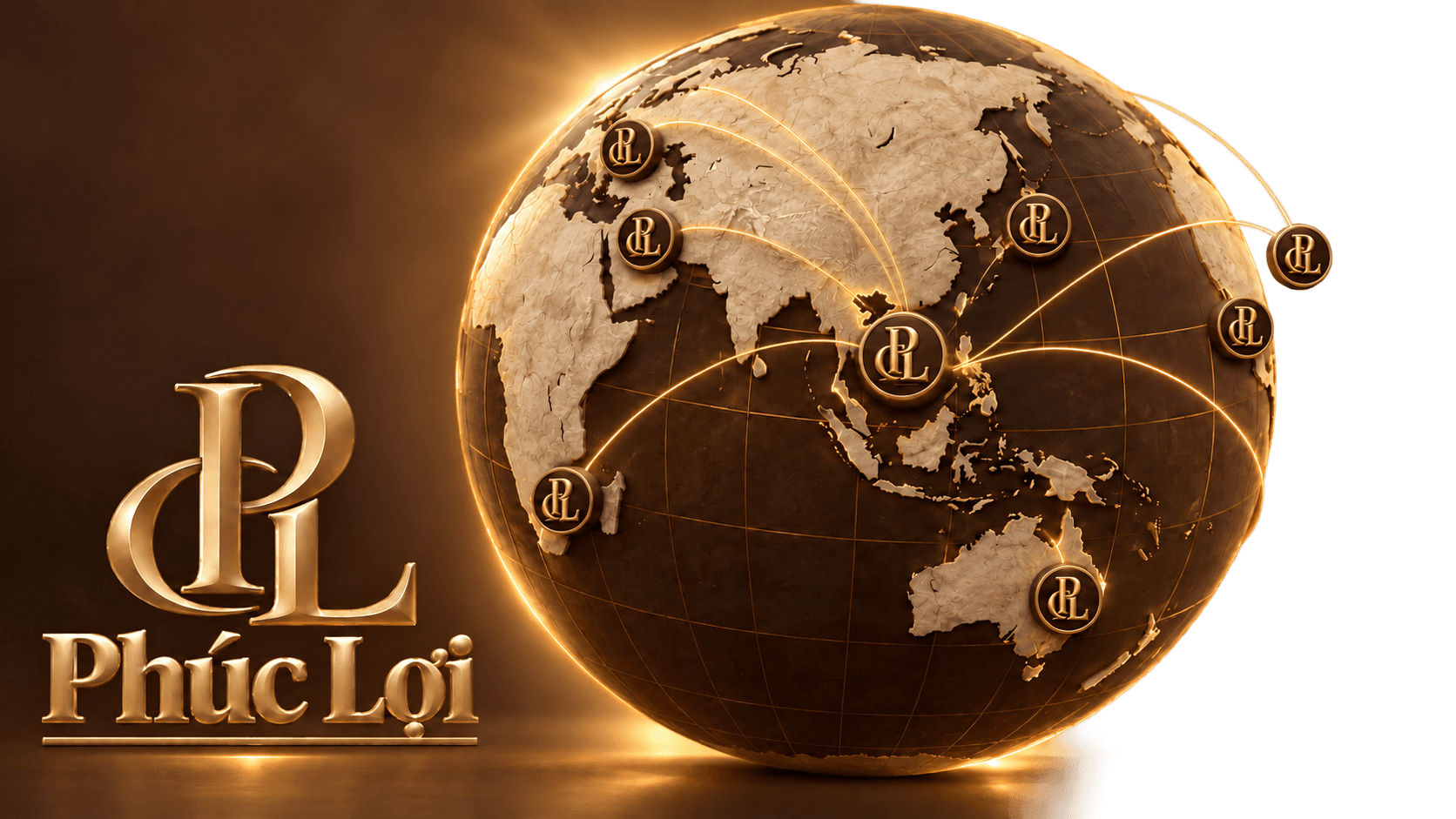 Globe with Phuc Loi branding
